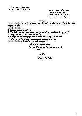 Đề khảo sát chất lượng đầu năm Ngữ văn lớp 8 - Năm học 2014-2015 - Trường THCS Hòa Bình